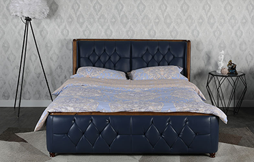 主臥室簡約真皮床8226